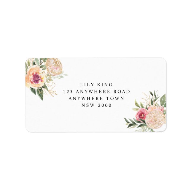 Étiquette de adresse des fleurs de tourbillons Peo (Devant)