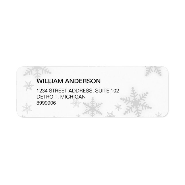 Étiquette de adresse des flocons d'hiver (Devant)