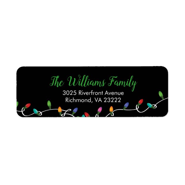 Étiquette de adresse des lumières de Noël rétro (Devant)