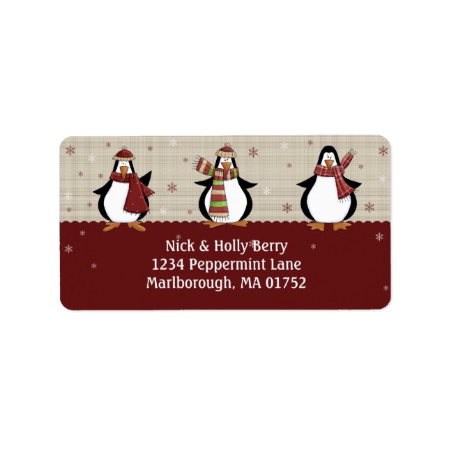 Étiquette de adresse des pingouins de vacances (Devant)