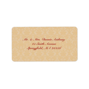 Étiquette de adresse d'expédition Gold Damask