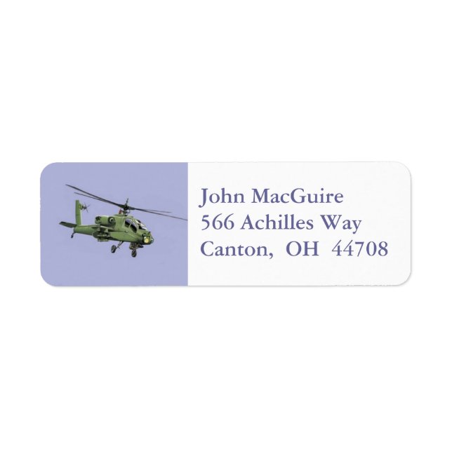 Étiquette de adresse d'hélicoptère Apache (Devant)