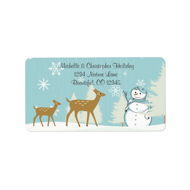Étiquette de adresse d'hiver de Woodland Deer avec (Devant)