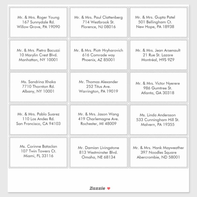 Étiquette de adresse d'invité officiel noir et bla (Feuille)