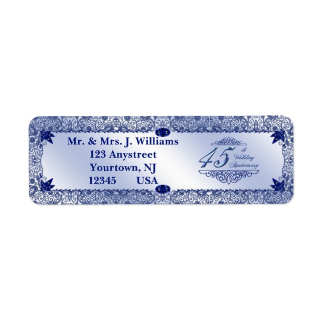 Étiquette de adresse du 45e anniversaire de Mariag (Devant)