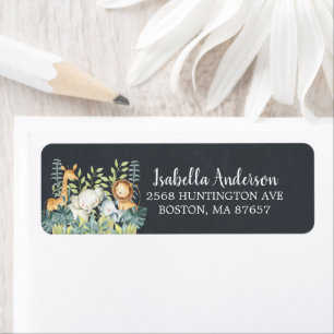 Étiquette de adresse du Baby shower animal de la J
