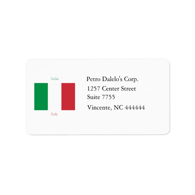Étiquette de adresse du drapeau italien (Devant)