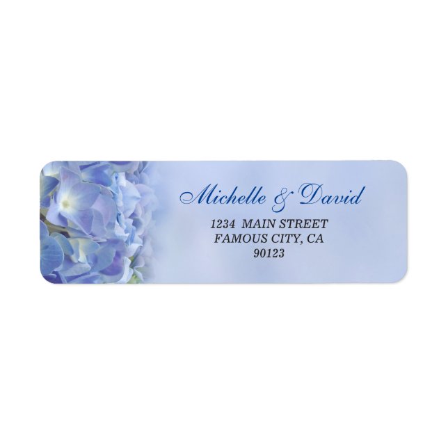 Étiquette de adresse élégant Hydrangea Blue Floral (Devant)
