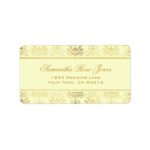 Étiquette de adresse élégant ivoire & or Damask