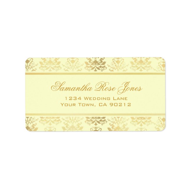 Étiquette de adresse élégant ivoire & or Damask (Devant)