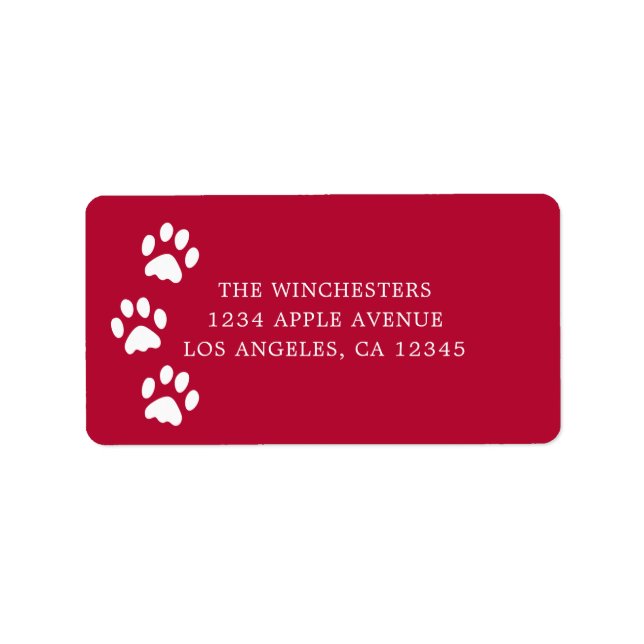Étiquette de adresse Empreinte de patte rouge et b (Devant)