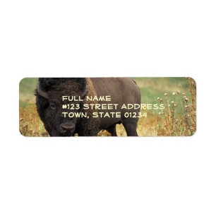 Étiquette de adresse en bois de retour de bison
