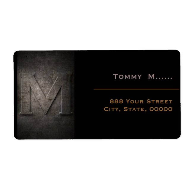 Étiquette de adresse en bronze Métal Noir Monogram (Devant)