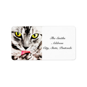Étiquette de adresse féroce de chat tigré