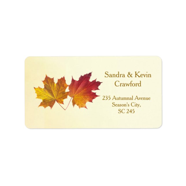 Étiquette de adresse feuille d'érable rouge et or (Devant)