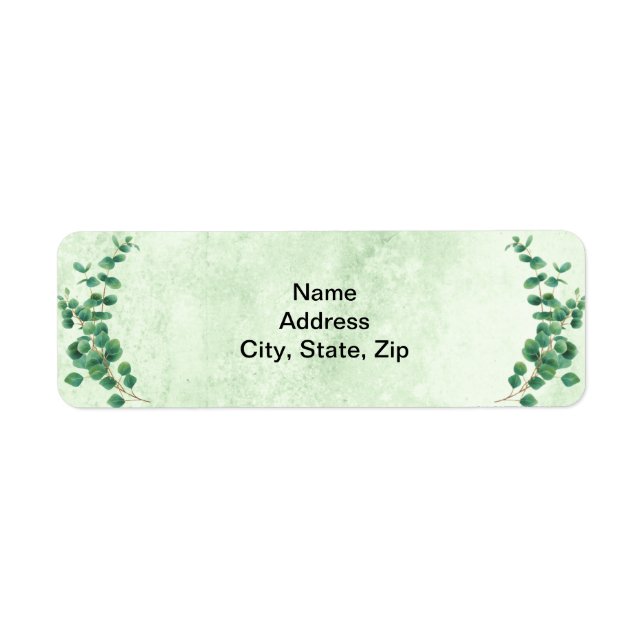 Étiquette de adresse Feuille Eucalyptus Géométriqu (Devant)