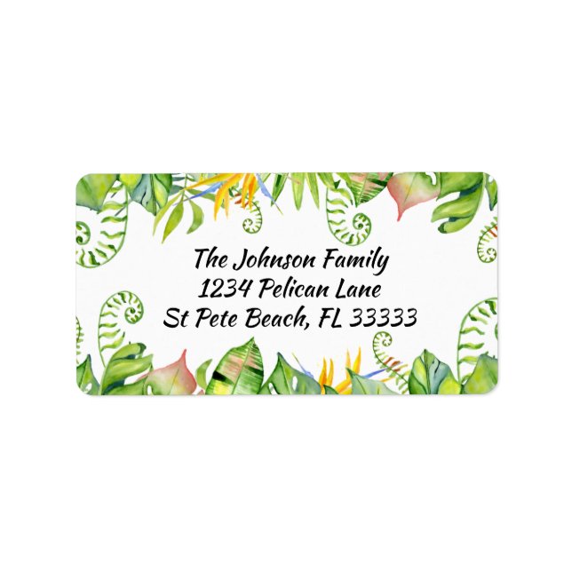 Étiquette de adresse Feuille Tropical coloré (Devant)