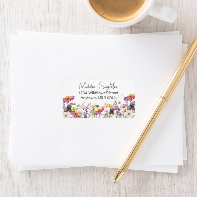 Étiquette de adresse fleur sauvage (En situation)
