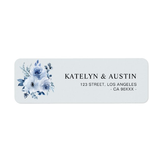 Étiquette de adresse floral bleu foncé (Devant)