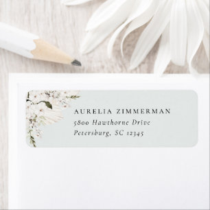 Étiquette de adresse floral bohème blanc