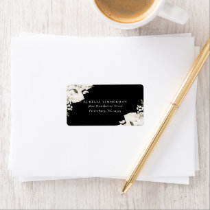 Étiquette de adresse floral bohème blanc