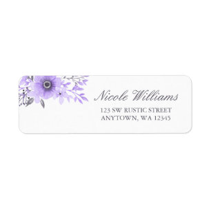 Étiquette de adresse floral d'aquarelle pourpre e