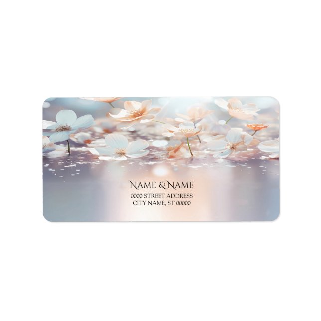 Étiquette de adresse floral de Pêche blanche (Devant)