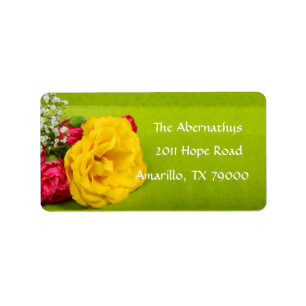 Étiquette de adresse floral de rose jaune