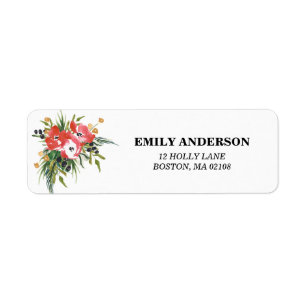 Étiquette de adresse floral d'hiver