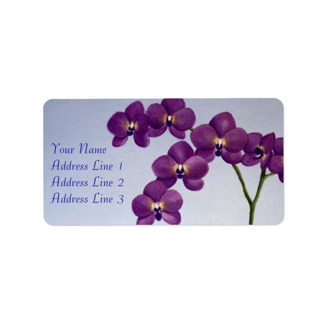 Étiquette de adresse floral orchidée violette (Devant)
