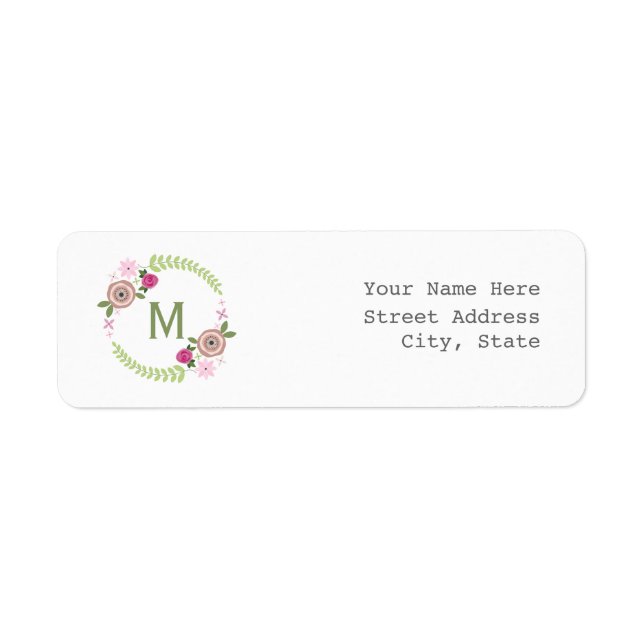 Étiquette de adresse Floral Wreath (Devant)