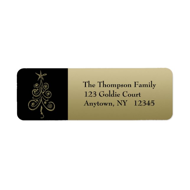 Étiquette de adresse Gold Holiday Tree (Devant)