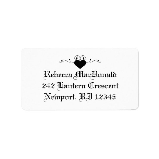 Étiquette de adresse gothique noir et blanc (Devant)