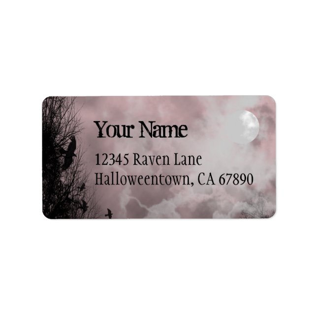 Étiquette de adresse Halloween Raven Red Sky perso (Devant)