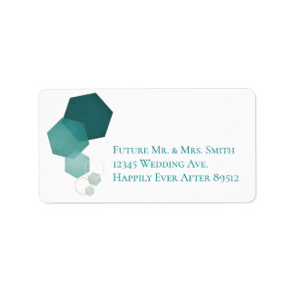 Étiquette de adresse Hexagon turquoise & Gold Mode