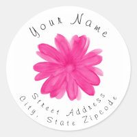étiquette de adresse 'Hot Pink Watercolor Flower 2