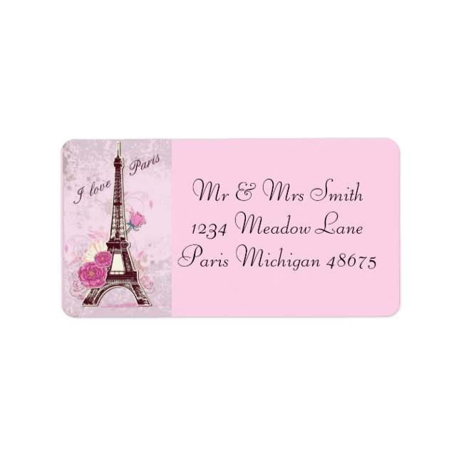 Étiquette de adresse/I Love Paris (Devant)