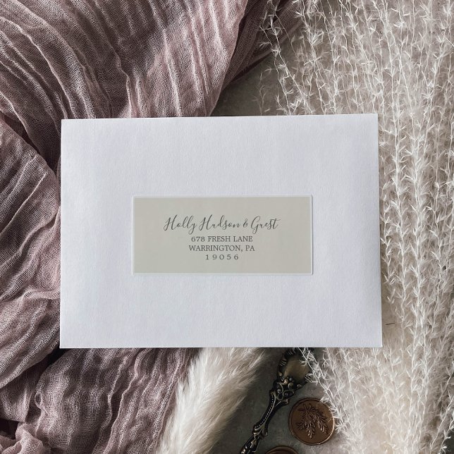 Étiquette de adresse invité Gray Crème coordonnées (Créateur téléchargé)