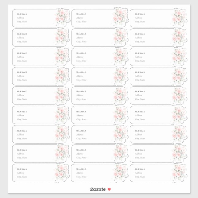 Étiquette de adresse invité PixDezines Delicate Bl (Feuille)