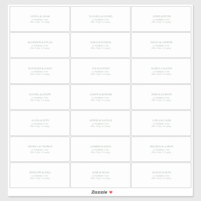 Étiquette de Adresse Invité Vert Sauge Clair Trans (Feuille)