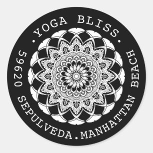 Étiquette de adresse Mandala noir et blanc