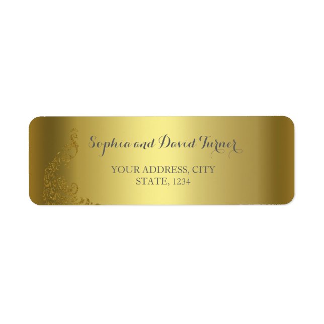 Étiquette de adresse Mariage Abstrait Royal Gold P (Devant)