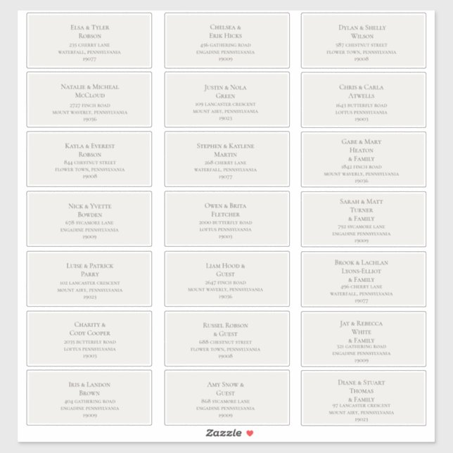 Étiquette de adresse Mariage beige (Feuille)