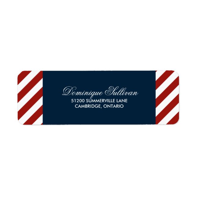 Étiquette de adresse Mariage bleu et rouge (Devant)