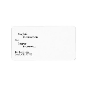 Étiquette de adresse Mariage classique moderne