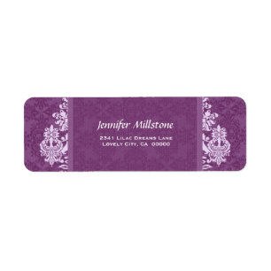 ÉTIQUETTE DE ADRESSE Mariage damassé PURPLE PURPLE
