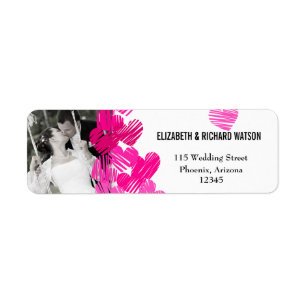 Étiquette de adresse Mariage de Coeurs rose pâle