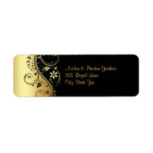 Étiquette de adresse Mariage de défilement or et n