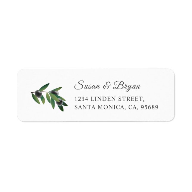 Étiquette de adresse Mariage de la branche d'olivi (Devant)