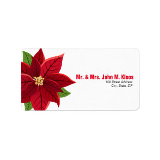 Étiquette de adresse Mariage de Noël Poinsettia